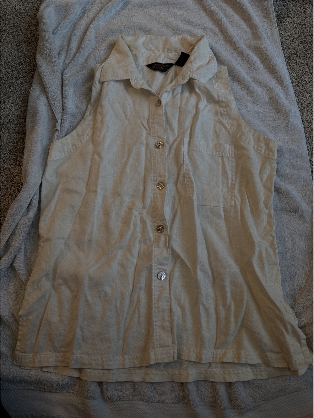 Eddie Bauer Women's Sleeveless Linen Button-Up Shirt Large